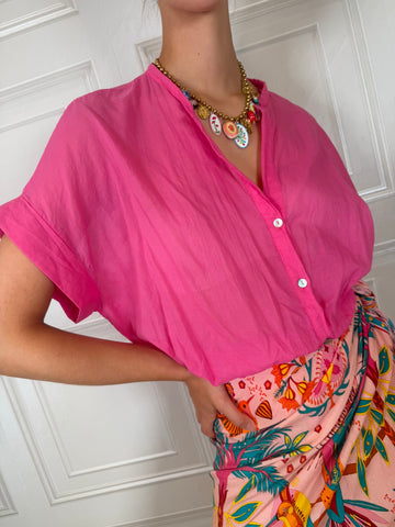 Camicia mussola fucsia manica corta - Tensione In