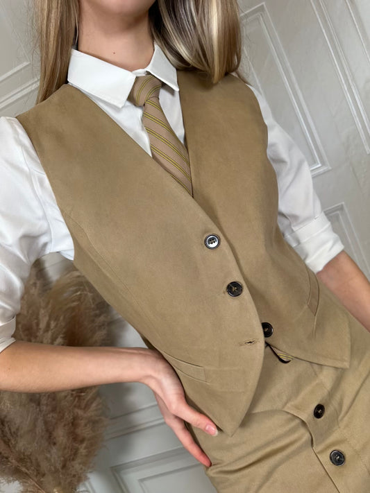 Gilet slim cammello - Kikisix