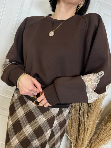 Felpa inserto pizzo - Vicolo