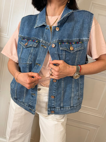 Gilet jeans ricami - Hola selection