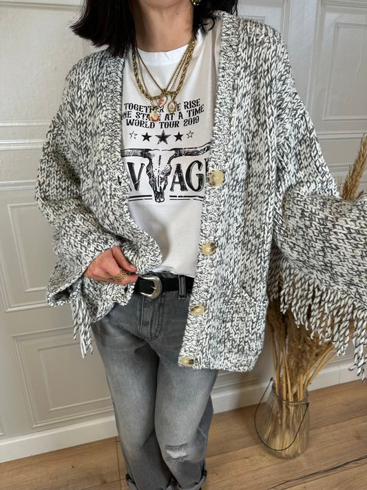 Cardigan mélange frange - Vicolo