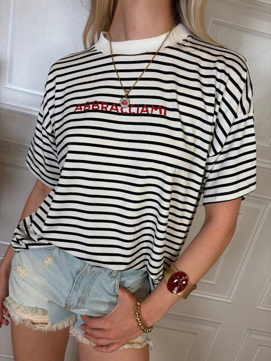 T-shirt righe “abbracciami” - Vicolo
