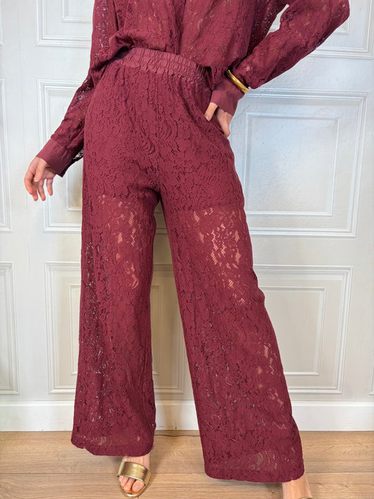 Pantalone palazzo pizzo rosso india - Kikisix