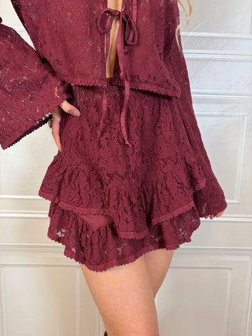 Shorts in pizzo balze rosso india - Kikisix