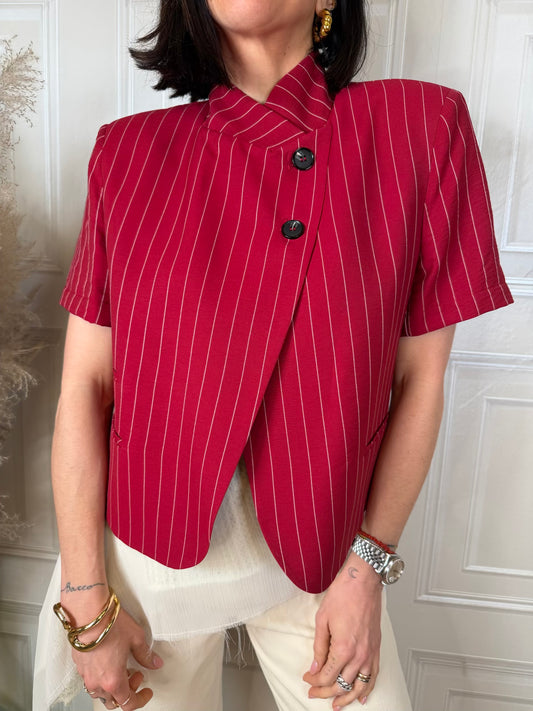 Giacca gessata rosso manica corta - Haveone