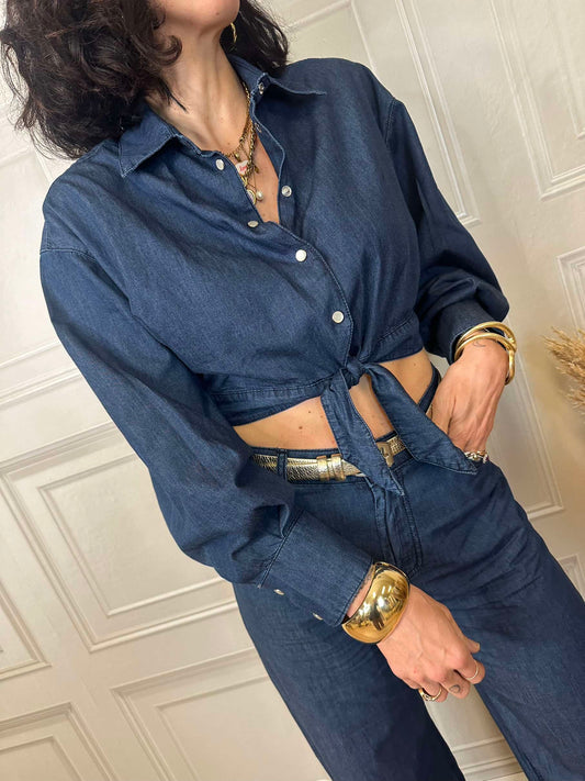 Camicia chambray con nodo - Haveone