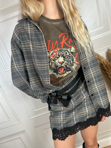 Camicia over check pizzo sul fondo- Haveone