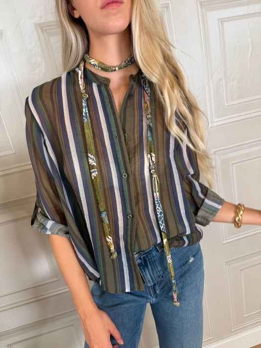 Camicia rigata Jungle verde oliva - Nomad Haveone