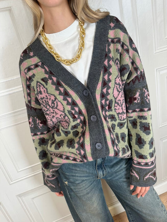 Cardigan tigri rosa - Vicolo