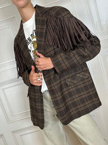 Giacca Blazer Frange Check moro - Haveone