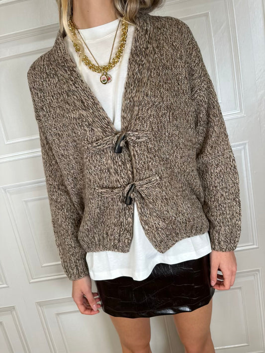 Cardigan alamari mélange beige - Haveone