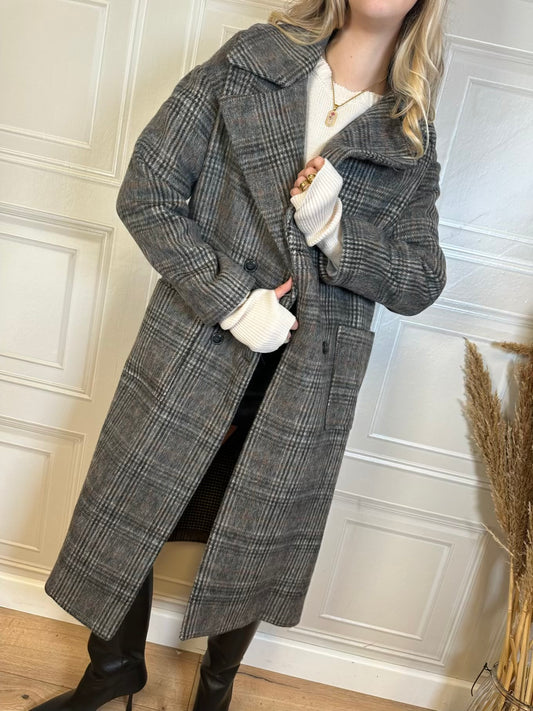 Cappotto check grigio - Haveone