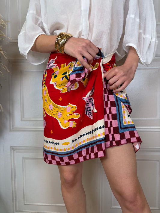 Gonna pareo tigri rosso - HaveOne