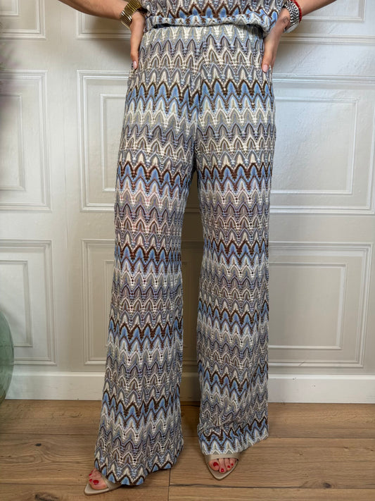Pantalone zig zag azzurro - Tensione In