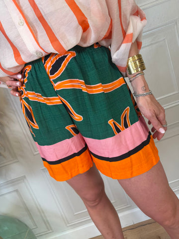 Shorts fantasia fiori arancioni - HaveOne