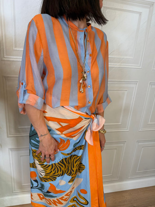 Camicia righe arancione e celeste - Haveone