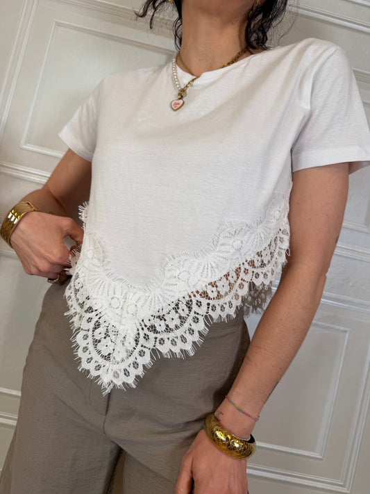 T-shirt crop pizzo - HaveOne