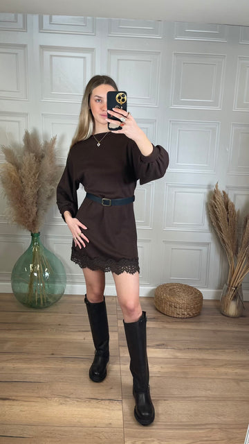 Abito in maglia fondo pizzo - Haveone