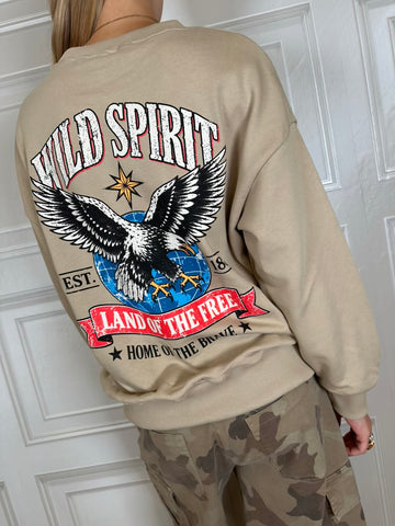 Felpa wild spirit beige - Haveone