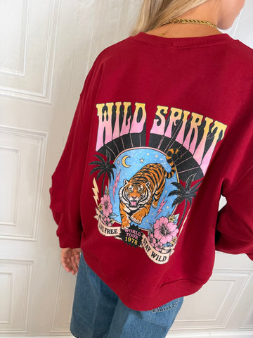 Felpa Wild spirit tigre amarena - Vicolo