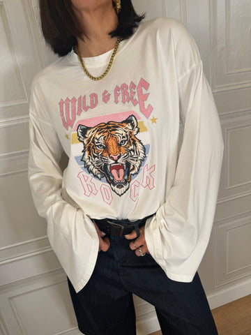 T-shirt manica ampia tigre rock - Susymix