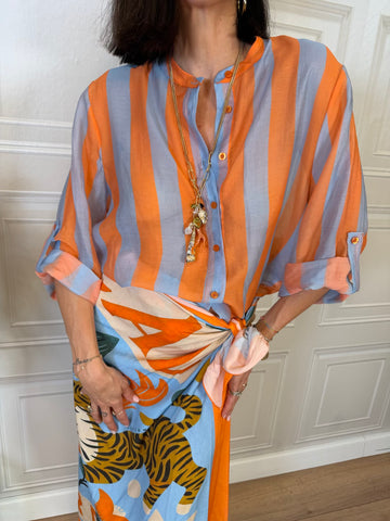 Camicia righe arancione e celeste - Haveone