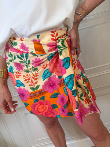 Gonna pareo fiori fuxia - Tensione in