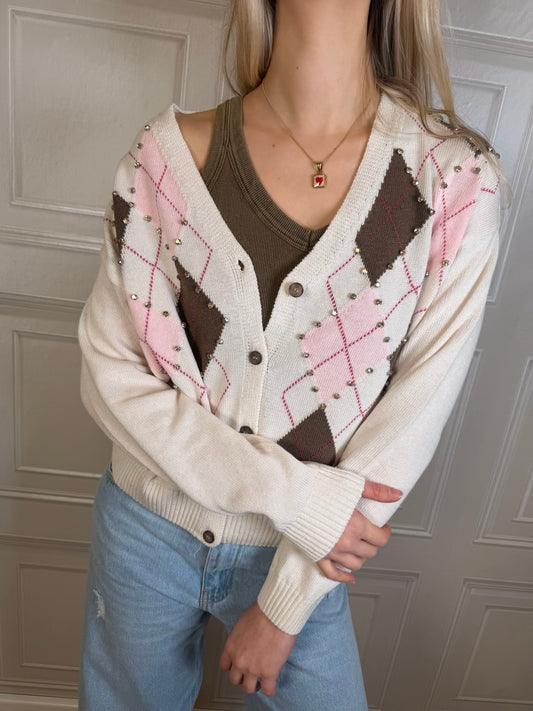 Cardigan losanghe strass - Tensione In