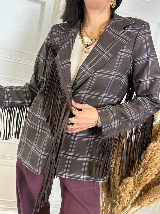 Blazer check con frange - SusyMix