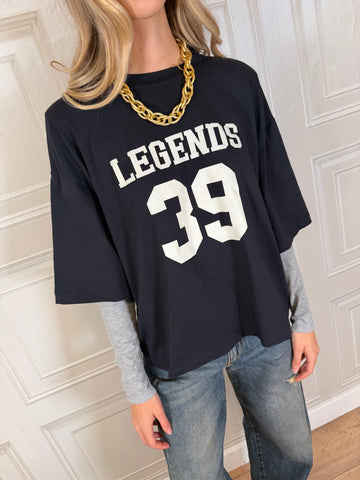 T-Shirt college bicolor blu - Haveone