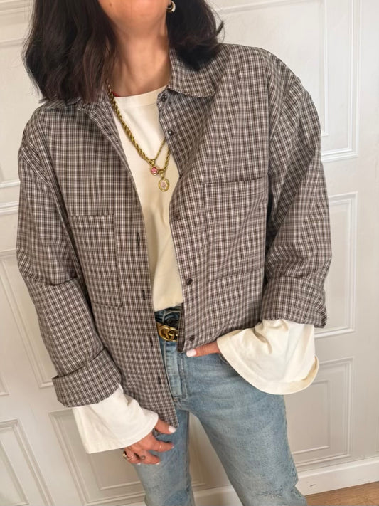 Camicia quadrettini moro e burro - Haveone