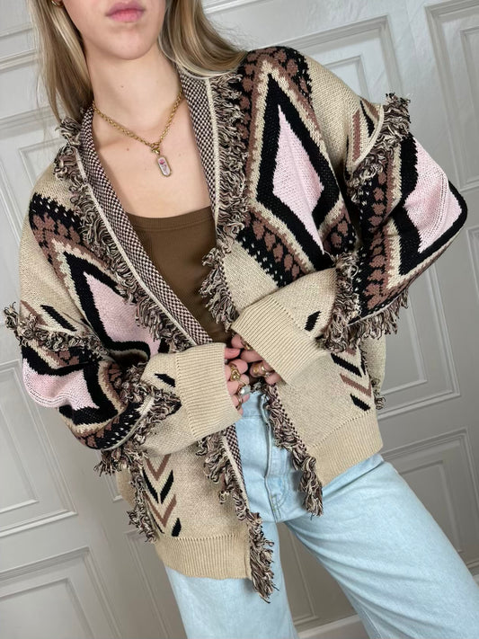 Cardigan rombi rosa - Tensione In