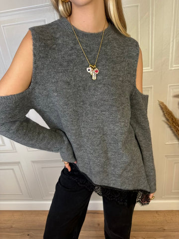 Maglia cut out pizzo - HaveOne
