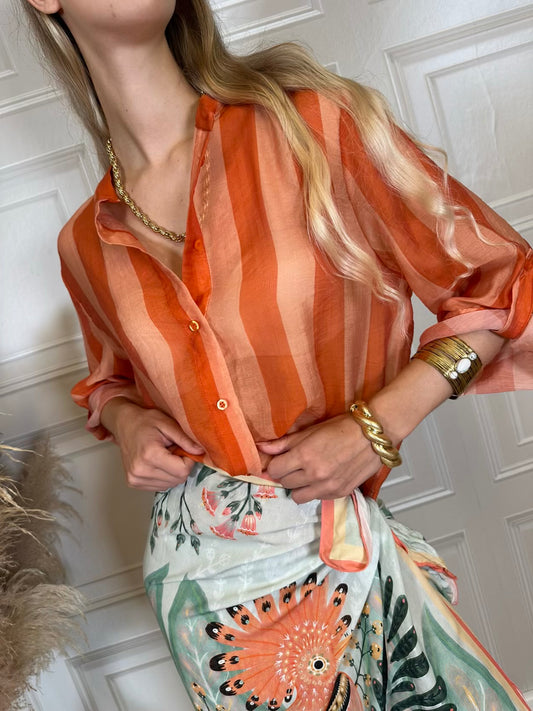 Camicia righe arancione chiaro e scuro - Haveone