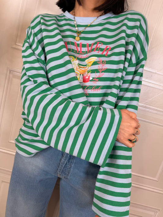 T-shirt felpa righe summer manica lunga - Hola selection