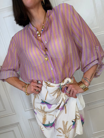 Camicia righe lilla e beige - Haveone