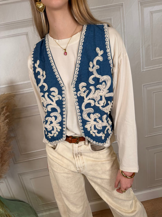 Gilet ricami denim - SusyMix