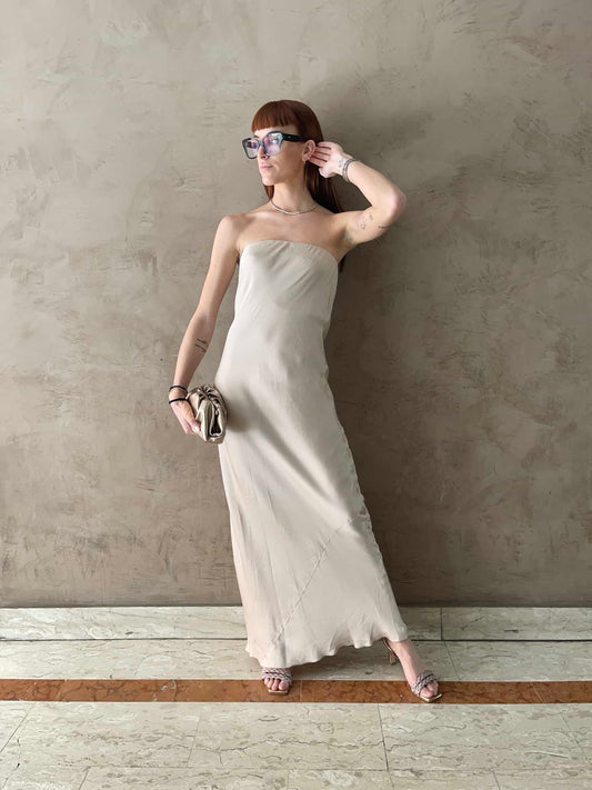 Vestito satin lungo - Haveone