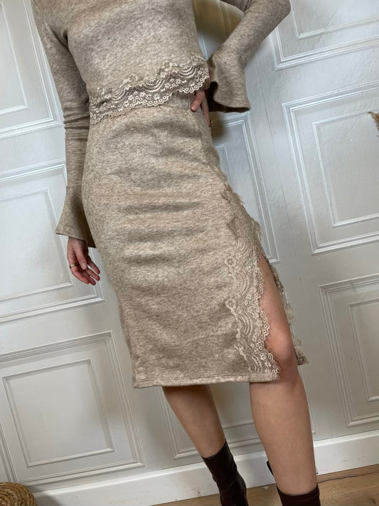 Gonna midi maglia pizzo - Haveone