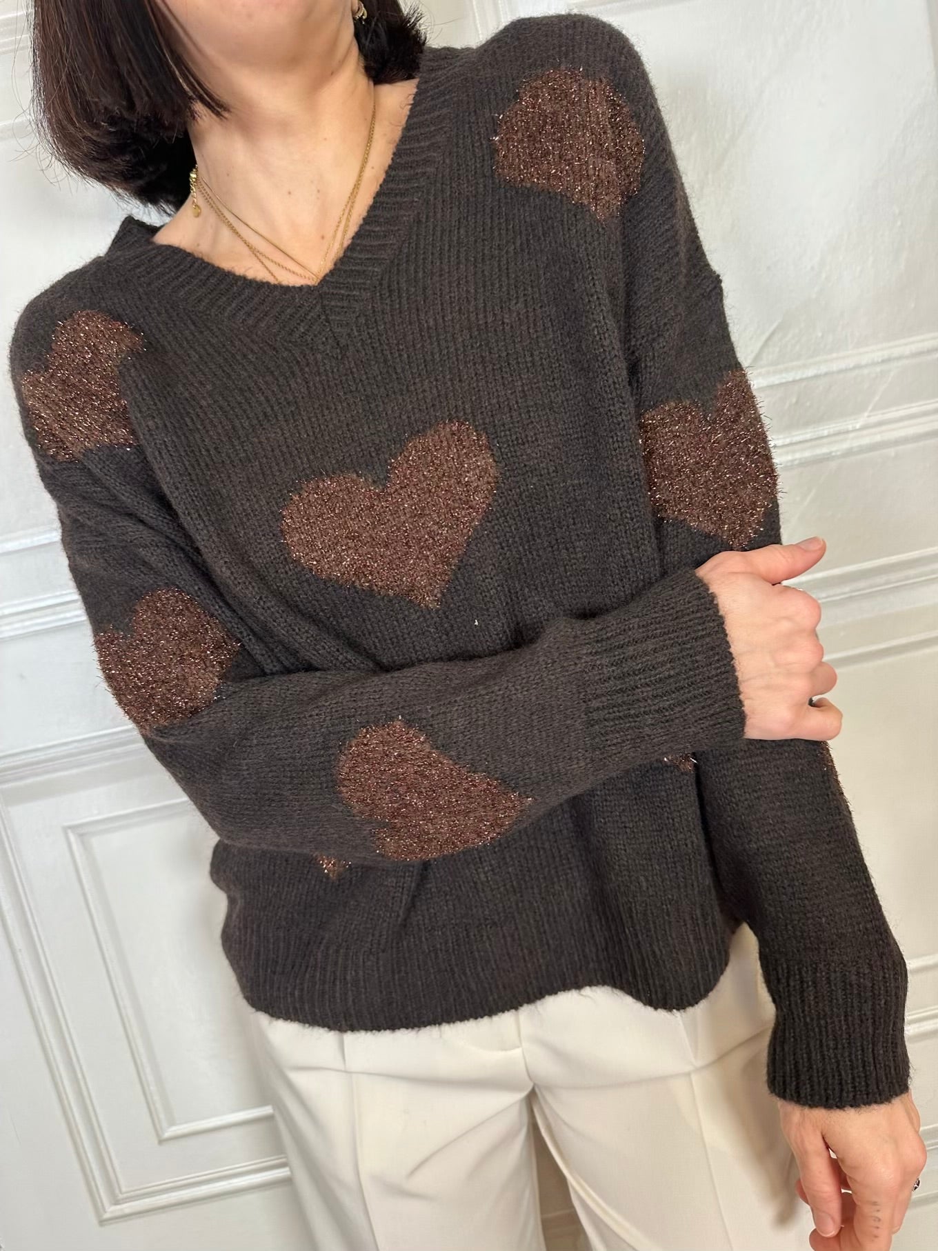 Maglione cuori lurex - Kikisix