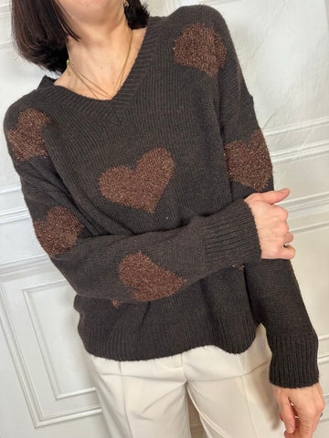 Maglione cuori lurex - Kikisix