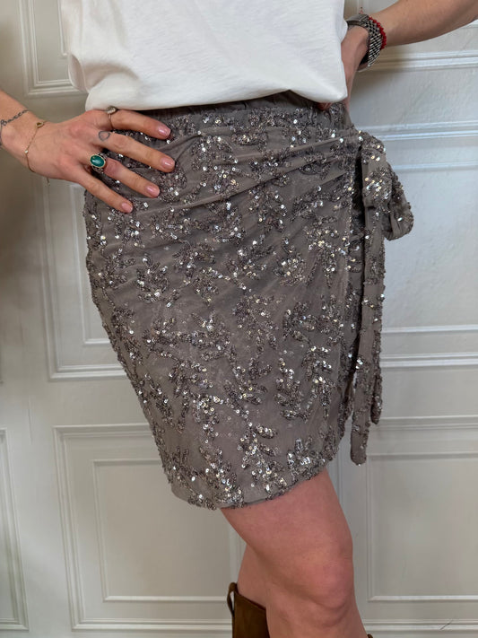Minigonna con fiocco e paillettes - Kikisix