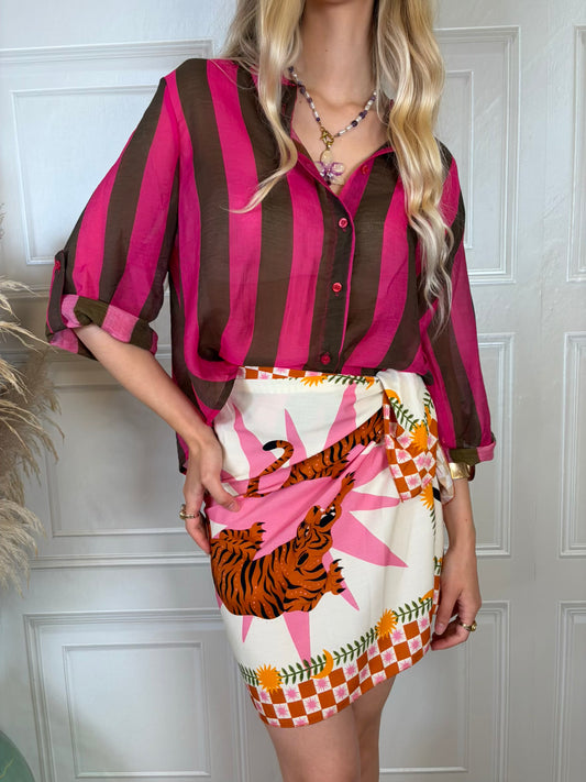 Camicia righe fucsia e moro - Haveone