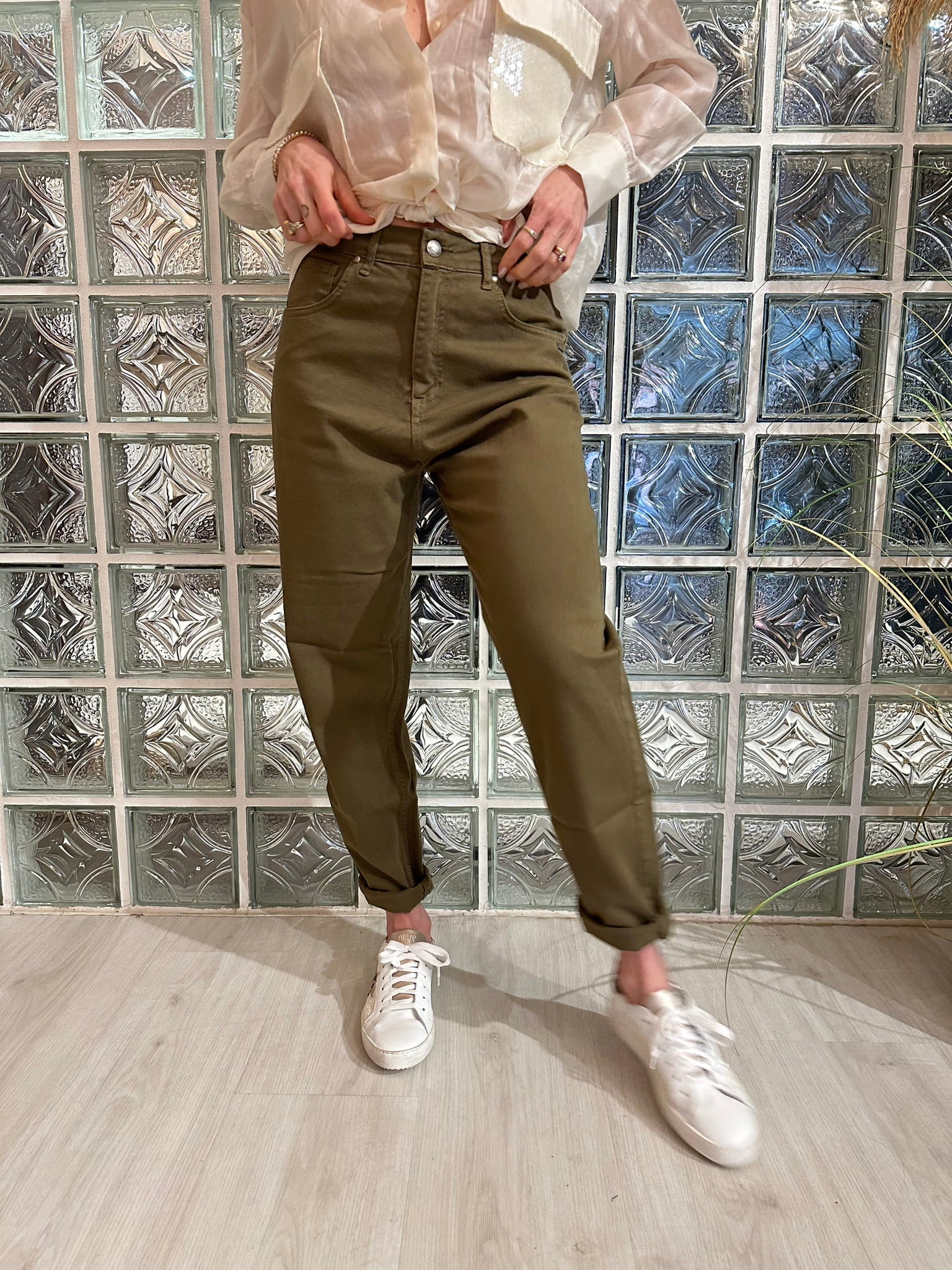 Pantalone carrot verde militare - Berna