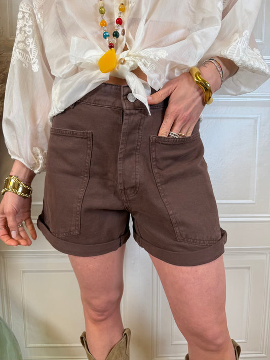 Shorts in cotone con tasche moro - HaveOne