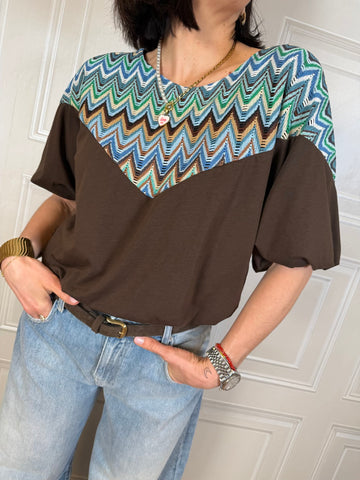 T-shirt crop moro fantasia etnica - Tensione In