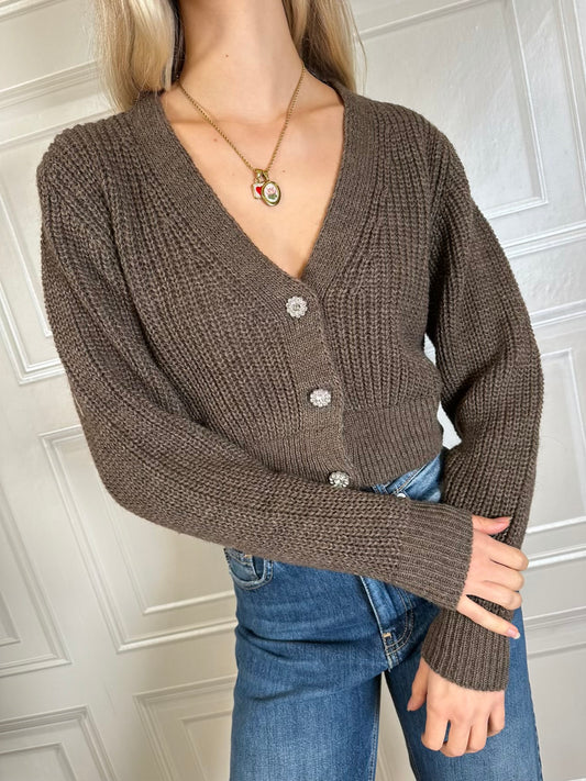 Cardigan crop bottoni gioiello - HaveOne
