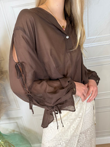 Camicia mussola di cotone e laccetti laterali - PhiliaLoft
