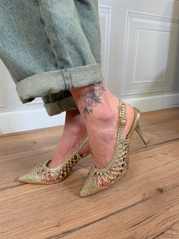 Slingback rafia oro - Ovyé