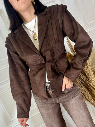 Giacca in eco camoscio con cintura - SusyMix
